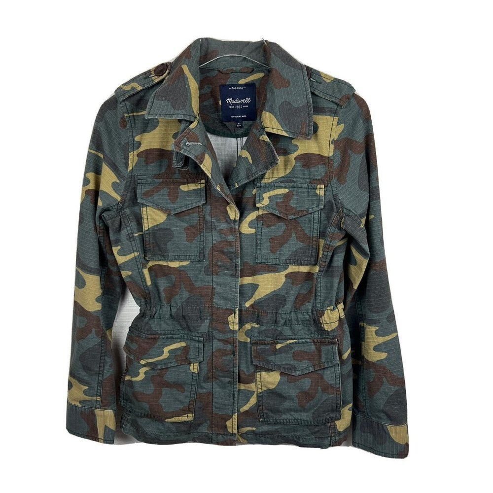 Madewell Outbound Jacket XS Womens Camo Utility Green Pockets Button Front
